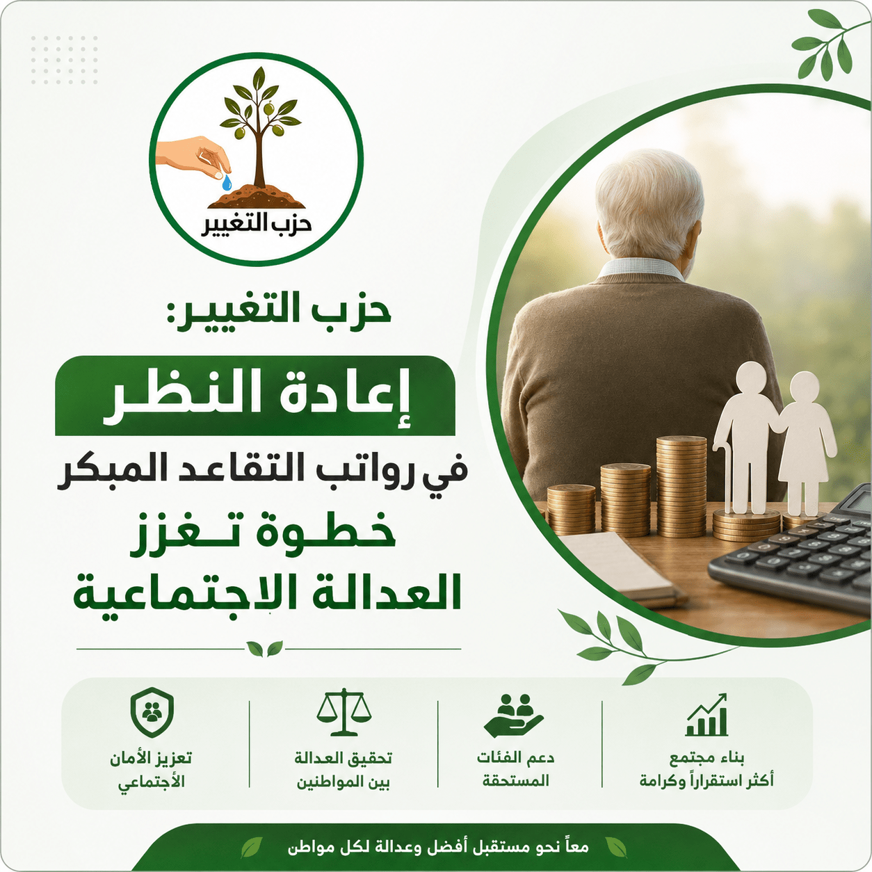 حزب التغيير: إعادة النظر في رواتب التقاعد المبكر خطوة تعزز العدالة الاجتماعية